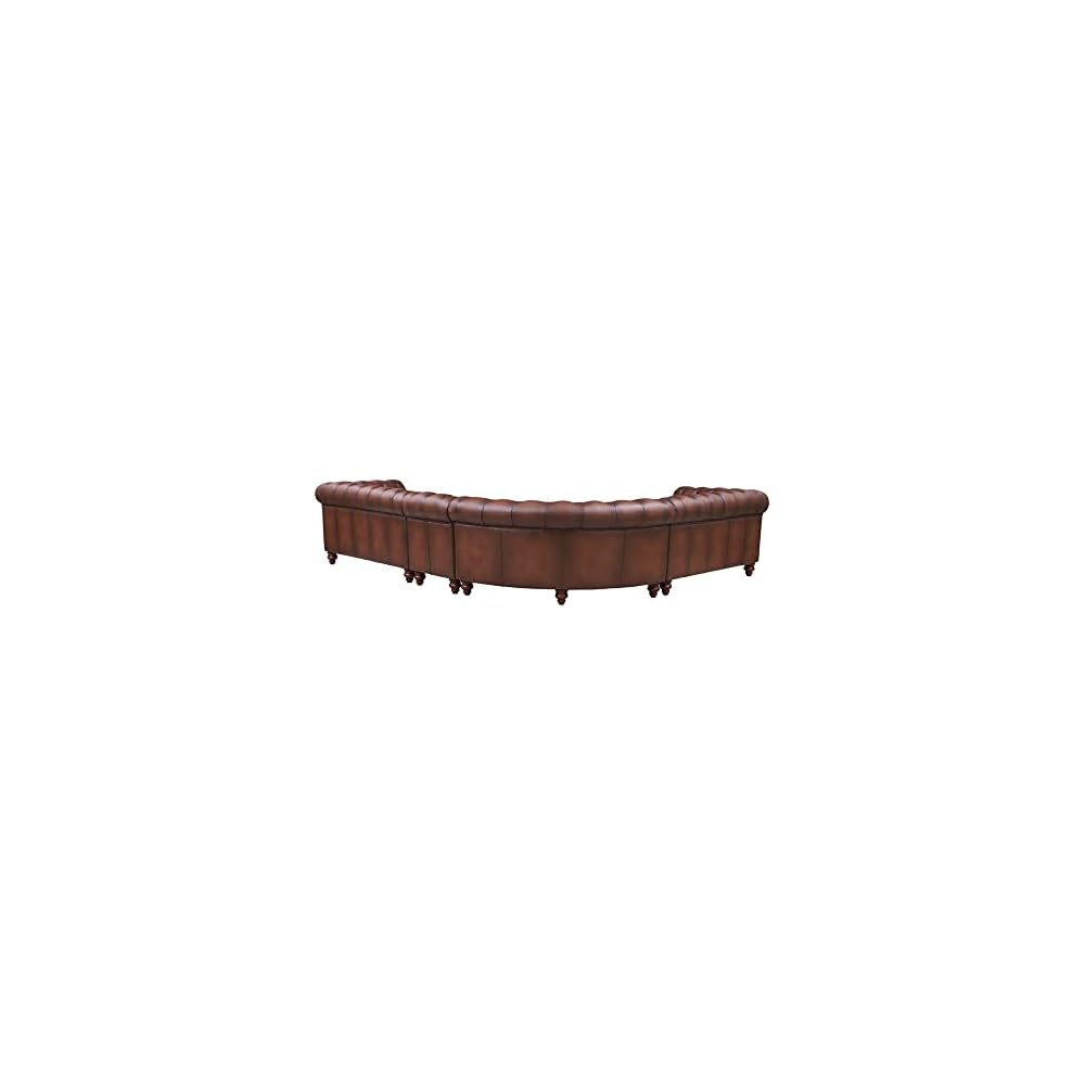 Alton Bay Top Grain Leather L-Piece Sectional, Caramel Brown, Feather Down, Memory Foam and Springs Seating