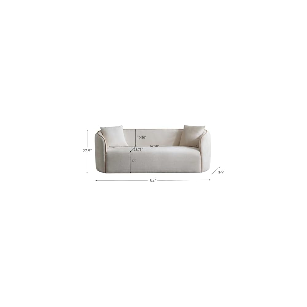 82" Boucle Curved Sofa, 3-Seater Modern Cloud-Like Couch with Wood Frame & Soft Cushions,Plush Comfort for Living Room, Bedroom, Apartment, Office, Plush Comfort, 900lb Capacity, Beige