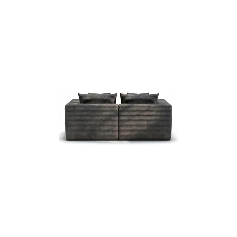 79'' Oversized Cloud Sectional Boneles Loveseat with 2 Throw Pillows, Washable Corduroy, Modern 2 Seater Couches, 39" Deep Seat, 28D Memory Foam for Living Room/Apartment (Gray)