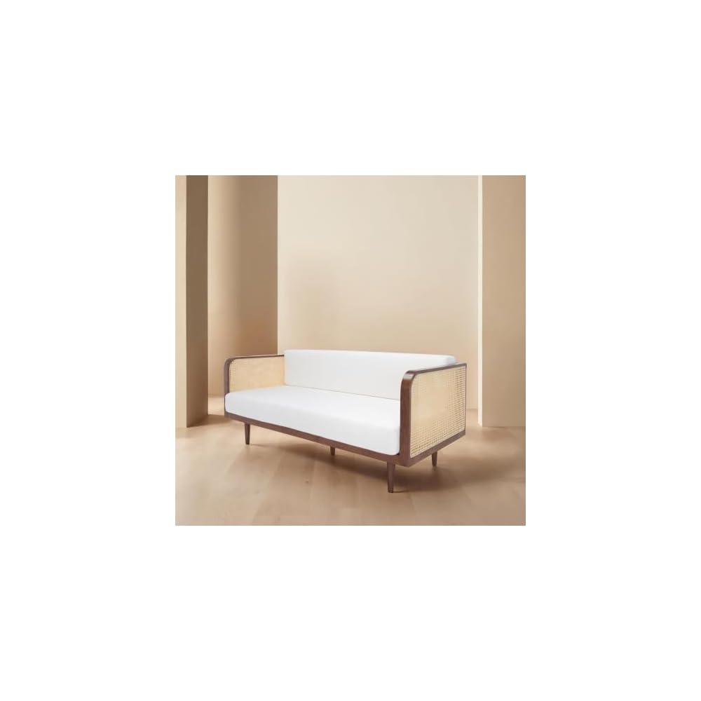 Couture Collection - Petroski French Cane Sofa, Walnut Wood Frame with Natural Rattan Sides, Modern Design (DUP1007D)