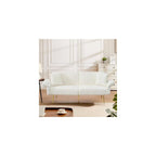 73" Convertible Futon Sofa Bed,Comfy Teddy Fabric Sleeper Couch with 3 Reclining Backrests,Golden Chrome Legs,Modern Cloud Sofa Loveseat for Small Living Room Office (White-Corduroy)