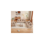 3-Piece Chenille Sofa Set with Ottoman for Living Room (Light Brown)