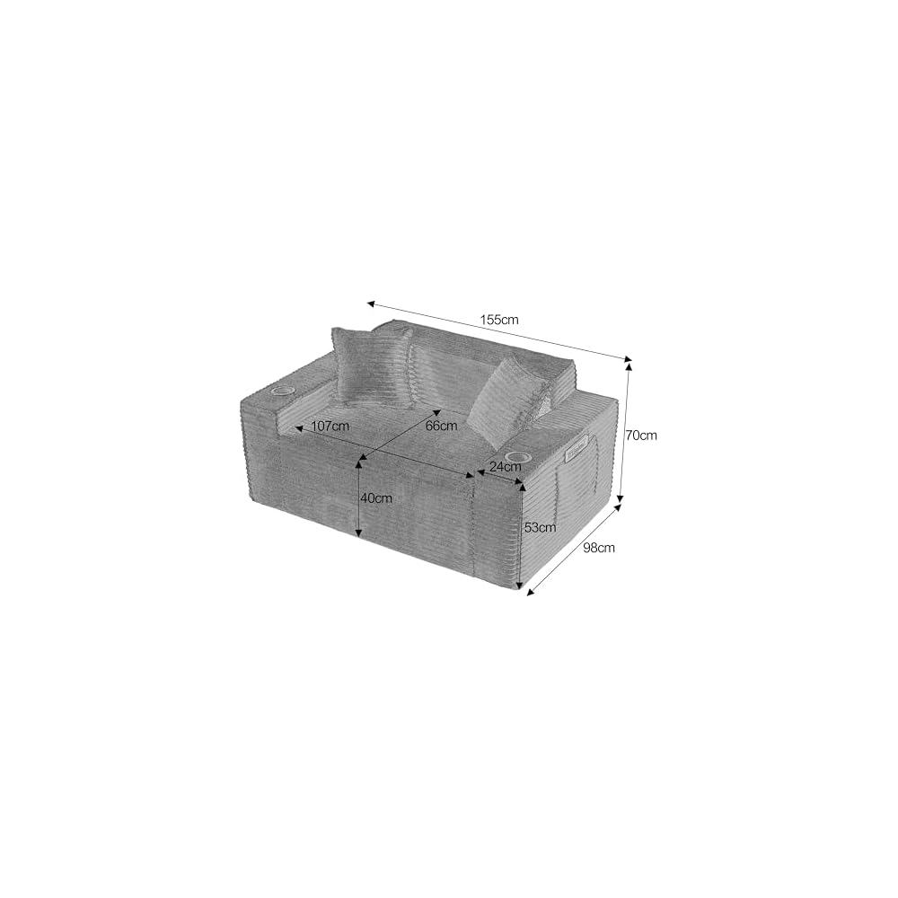 Boneless Sofa Couches with Cup Holder (Camel, Loveseat)