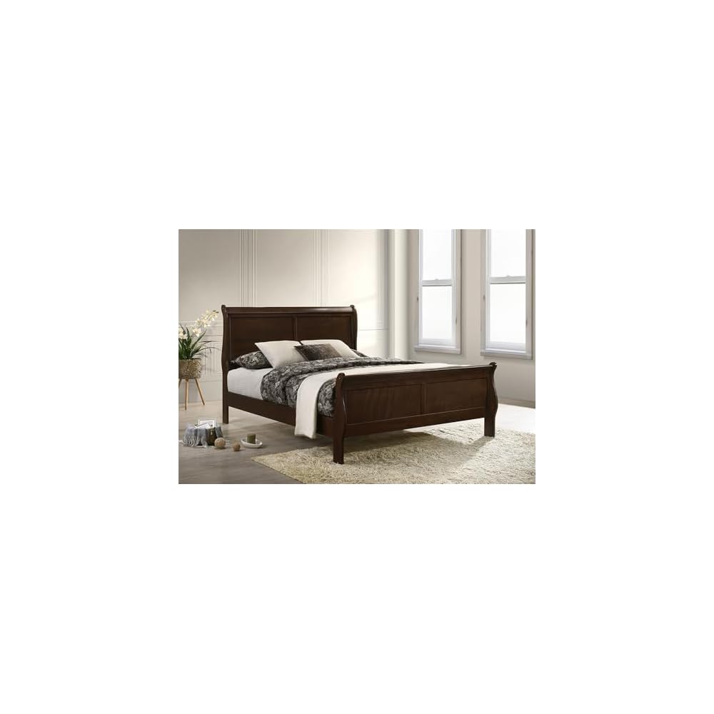 Coaster Louis Philippe Queen Traditional Sleigh Bed, Cappuccino 202411Q