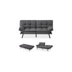 Memory Foam Futon Sofa Bed, Adjustable Backrests Armrests Convertible Modern Design Couch for Living Room, Apartment, Office, Small Room, 71" Daybed Dark Gray