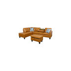 3-Piece Faux Leather L-Shaped Sectional Sofas, Button Tufted Upholstered Couches with Chaise Lounge and Storage Ottoman, Modular Living Room Set, Foldable Console and Cup Holder
