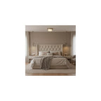Modern Upholstered Bed with High Headboard: Diamond Tufted Fabric Platform Bed Frame - Remote Workspace Bedroom Furniture for Home Office & Small Apartments