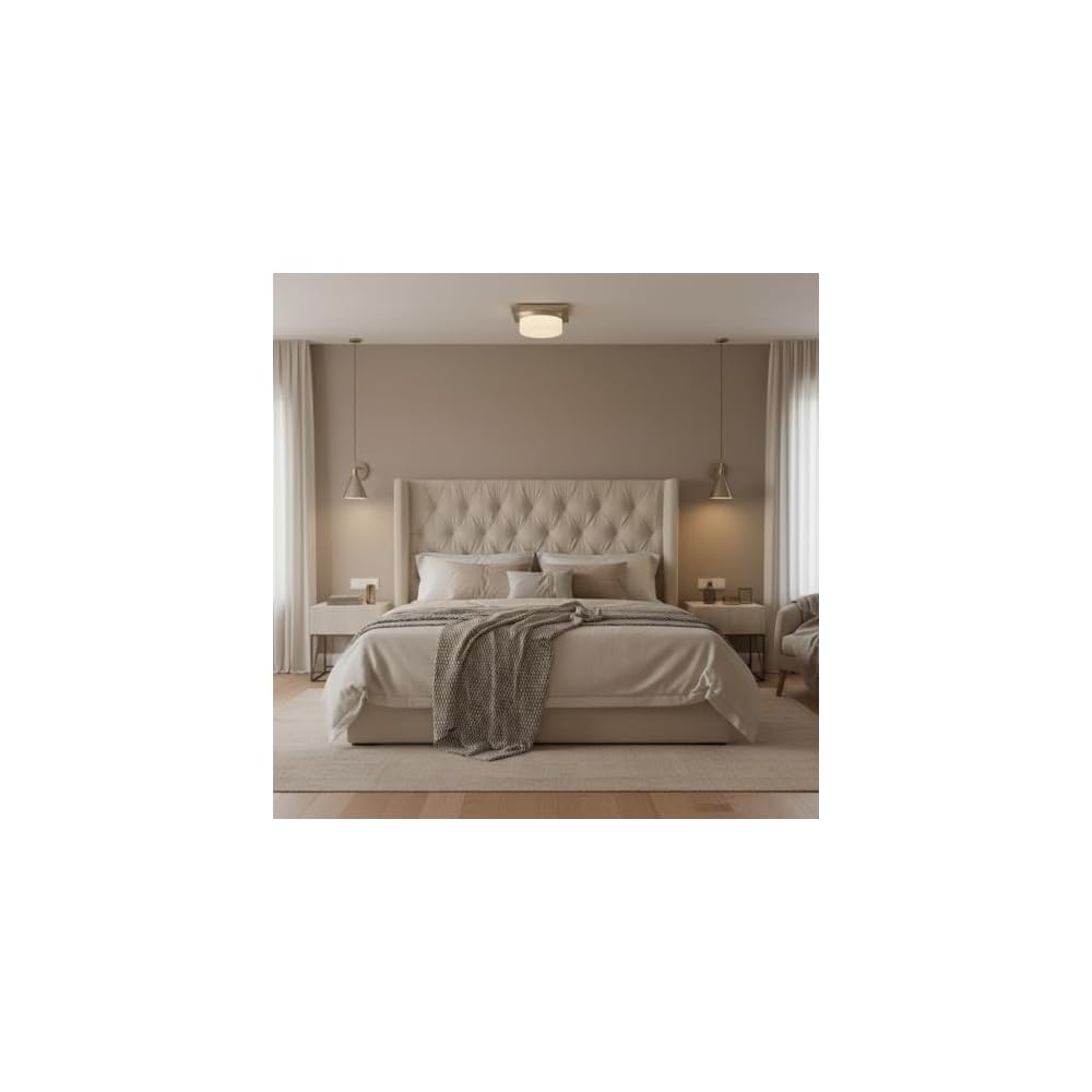 Modern Upholstered Bed with High Headboard: Diamond Tufted Fabric Platform Bed Frame - Remote Workspace Bedroom Furniture for Home Office & Small Apartments