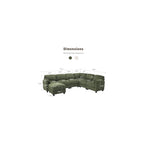 115'' U Shaped Modular Sectional Sofa, Corduroy Cloud Couch with Deep Comfy Seat & Movable Ottoman,Oversized 7-Seater Sofa for Living Room, Green