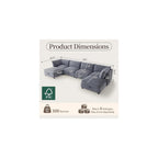 125'' Modular Sectional Sofa,FSC Certified 6 Seater Sectional Sofa,Corduroy Modern Couch with Removable Covers,Modern Couch with Ottoman,U Shaped Couch with Storage,Gray Couches for Living Room