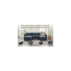 110.4" L Shaped Modular Sectional Couch with USB, Comfy Chenille Upholstered Cloud Couches with Movable Ottoman for Living Room, Modern 3 Seater Sofa with Side Pocket for Apartment, Navy Blue