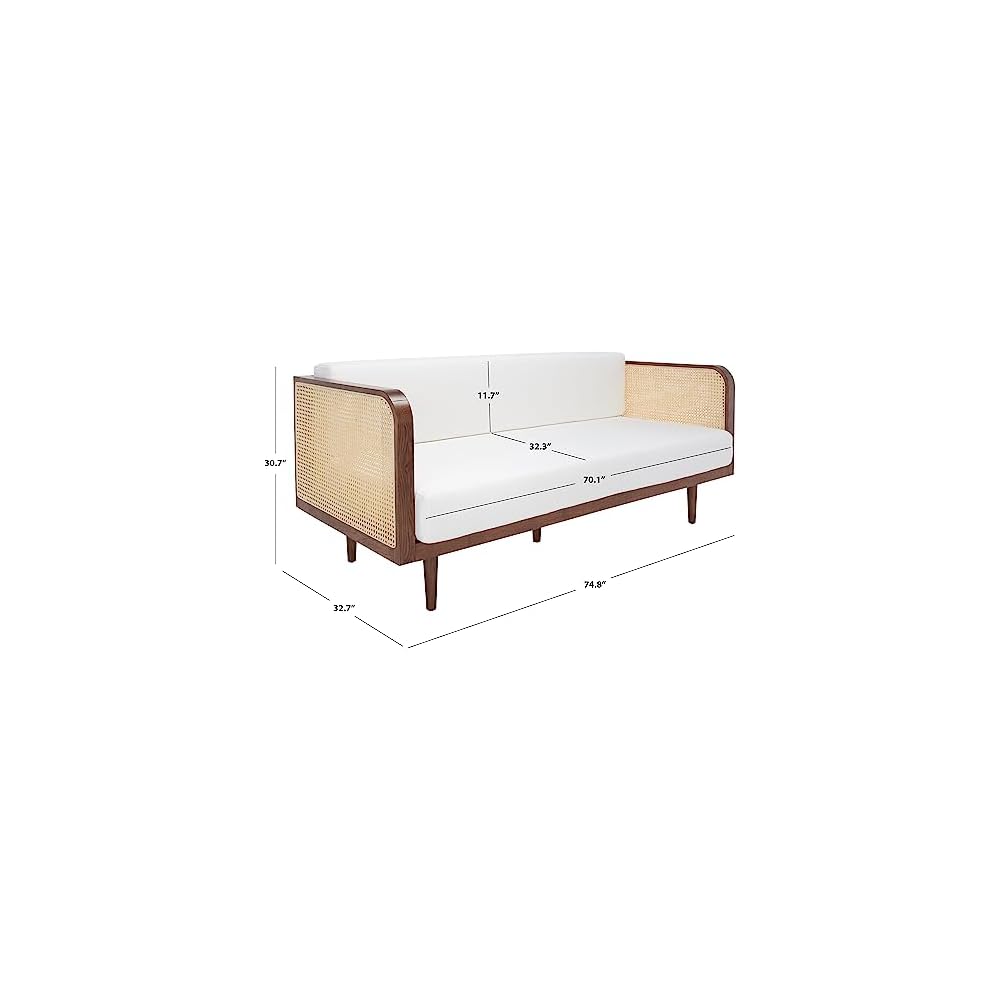 Couture Collection - Petroski French Cane Sofa, Walnut Wood Frame with Natural Rattan Sides, Modern Design (DUP1007D)