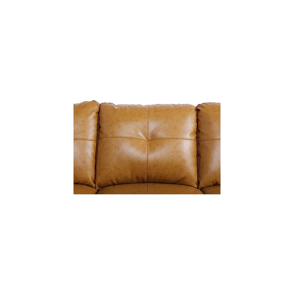3-Piece Faux Leather L-Shaped Sectional Sofas, Button Tufted Upholstered Couches with Chaise Lounge and Storage Ottoman, Modular Living Room Set, Foldable Console and Cup Holder