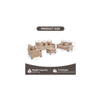 3-Piece Chenille Sofa Set with Ottoman for Living Room (Light Brown)