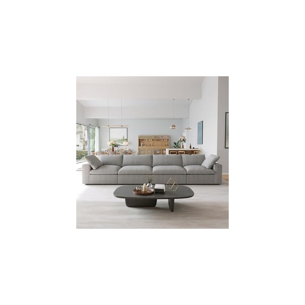 4-Seats Modular Sectional Couches for Living Room, Modern Convertible Sofa, Cloud Couch, Cushion Covers Removable, Soft Comfy Couch for Living Room Bedroom Apartment (Grey)
