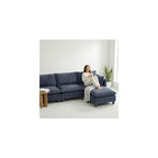 110.4" L Shaped Modular Sectional Couch with USB, Comfy Chenille Upholstered Cloud Couches with Movable Ottoman for Living Room, Modern 3 Seater Sofa with Side Pocket for Apartment, Navy Blue
