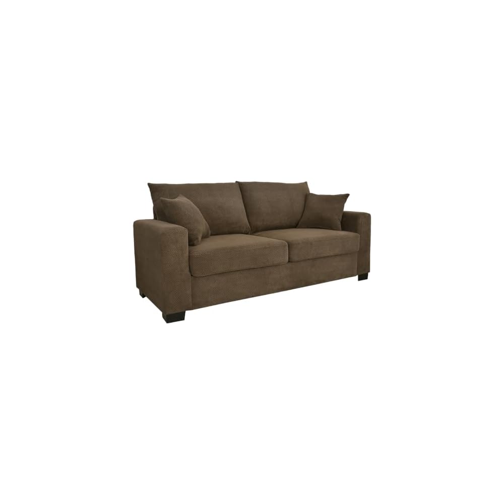 69" Two-Seater Dark Grey Fabric Loveseat, 2 Throw Pillows, lastic Legs
