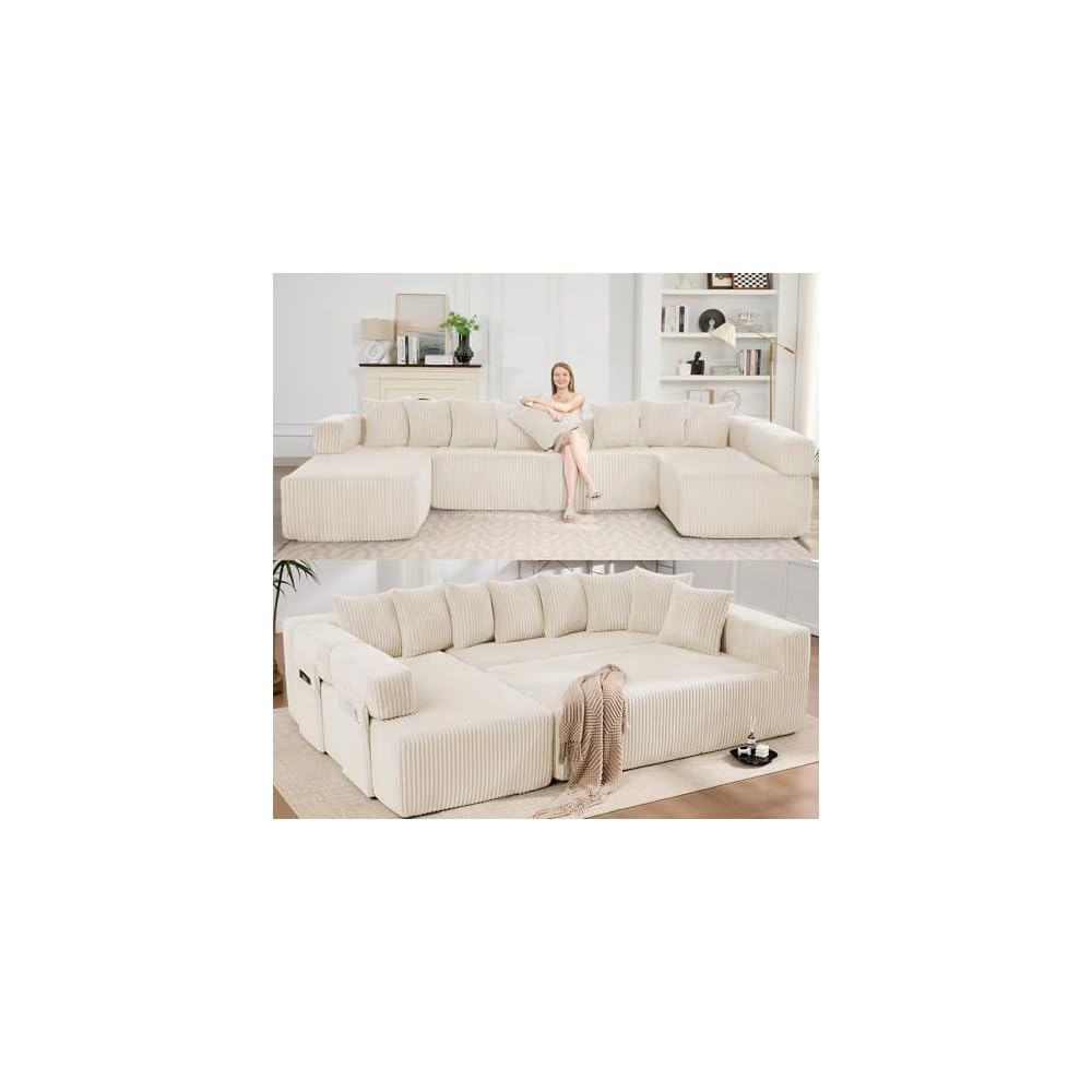 146'' Modular Oversize Sectional Couch, Modern U-shaped Sofa Chaise Lounge
