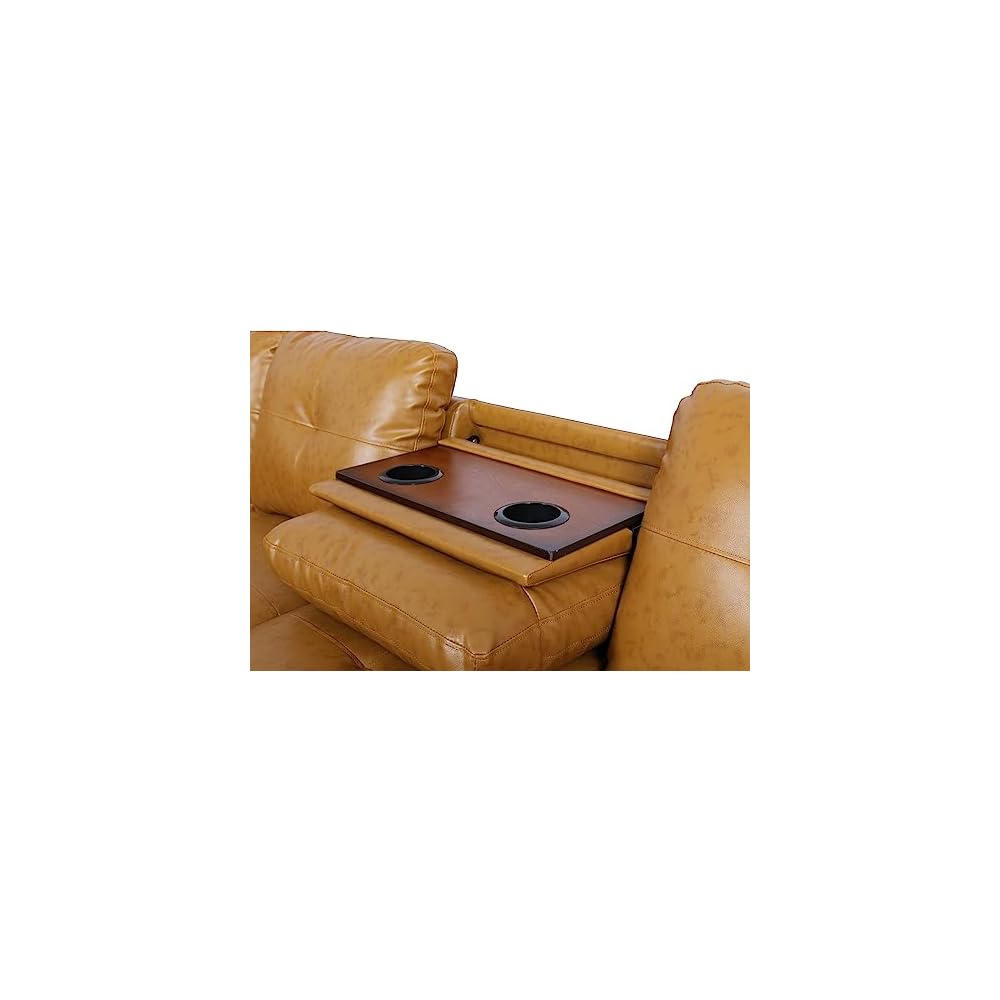 3-Piece Faux Leather L-Shaped Sectional Sofas, Button Tufted Upholstered Couches with Chaise Lounge and Storage Ottoman, Modular Living Room Set, Foldable Console and Cup Holder
