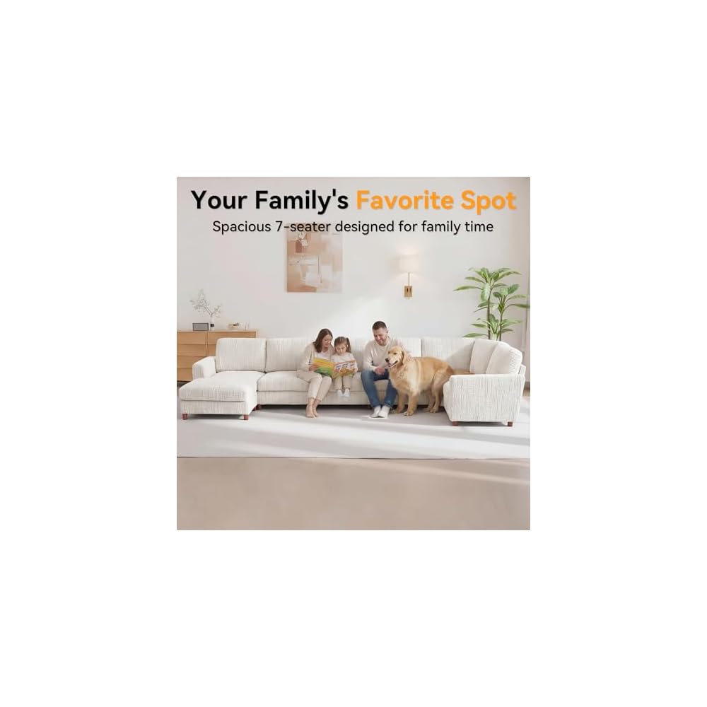 159 Inch Oversized Modular Sectional Sofa with Curved Corner, Convertible U/L-Shaped Cloud Couch with Moveable Seat,Storage Ottoman,Cupholders, Living Room Chenille Fabric Sofa