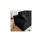Oversized Modular Sectional Couch, Corduroy Deep Seat Cloud U-Shaped Couch with Cup Holders, USB Port & Storage Box, Upholstered Floor Memory Foam Boneless Sofa for Living Room, Bedroom(125"W, Black)