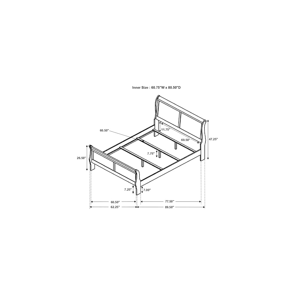 Coaster Louis Philippe Queen Traditional Sleigh Bed, Cappuccino 202411Q