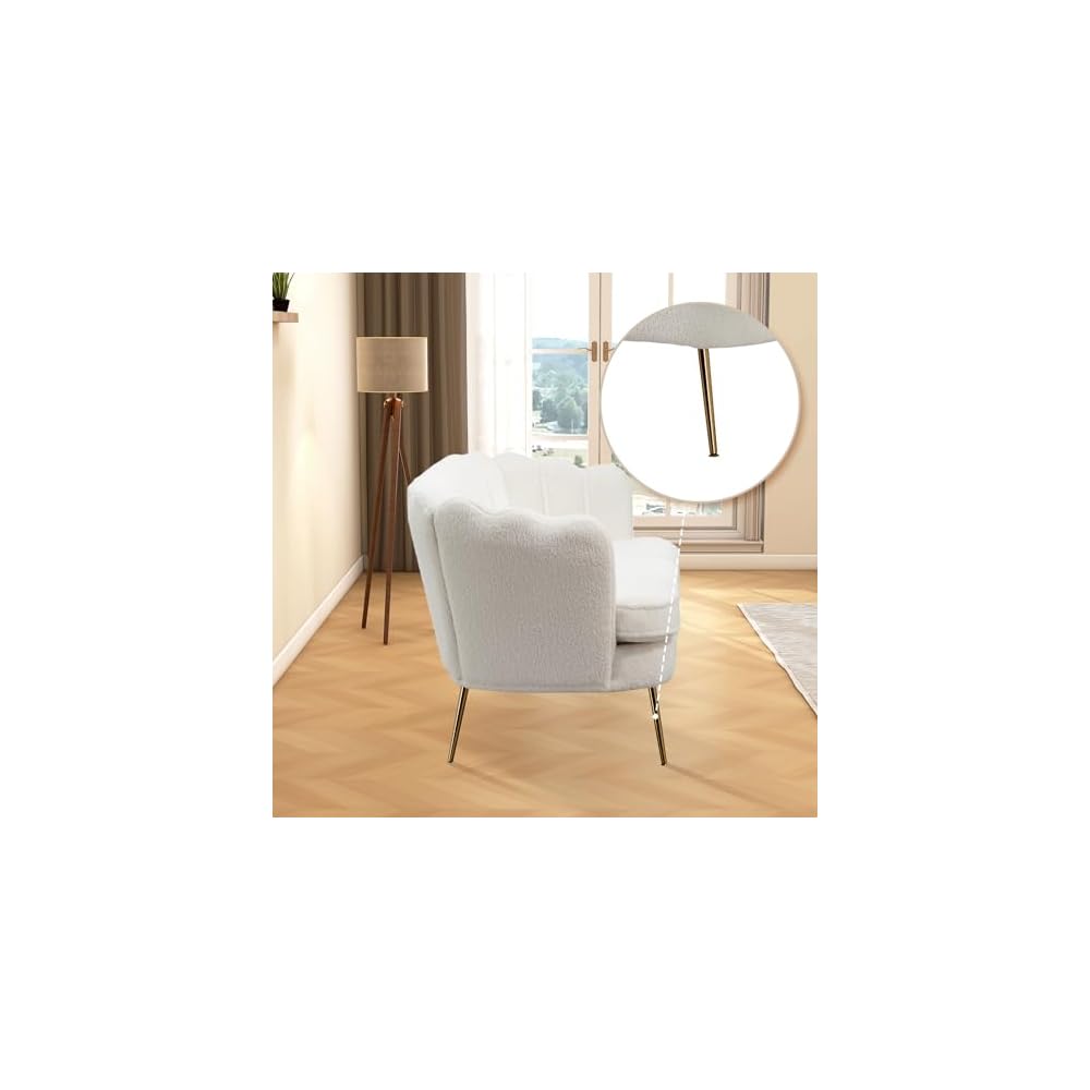 59" W Comfy Small Loveseat for Small Spaces, Upholstered 2-Seat Settee Loveseat with Metal Legs, Boucle, Ivory
