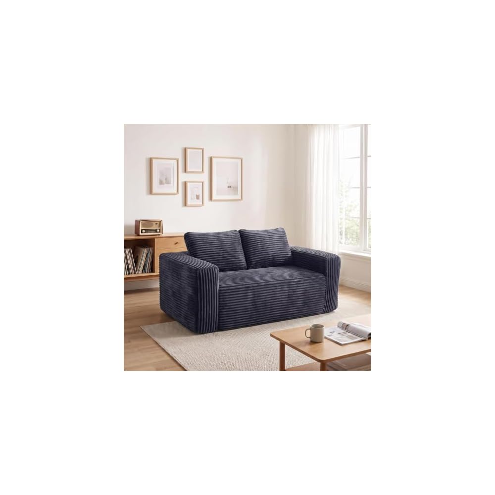 63 Inch Boneless Loveseat Sofa, Cloud Couch for Apartment, Gray