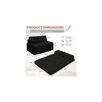 Folding Sofa Bed, Convertible Sleeper Chair with Pillow & Handle, Foldable Mattress Futon Chair Bed Lounge with Back Support, Comfy Floor Sofa for Living Room Bedroom, Black, Full