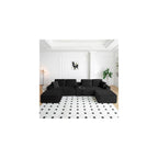 Oversized Modular Sectional Couch, Corduroy Deep Seat Cloud U-Shaped Couch with Cup Holders, USB Port & Storage Box, Upholstered Floor Memory Foam Boneless Sofa for Living Room, Bedroom(125"W, Black)