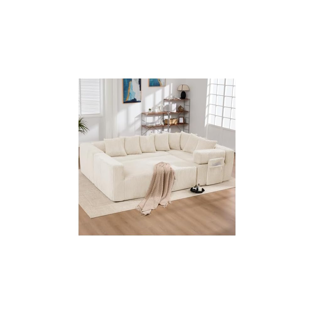 146'' Modular Oversize Sectional Couch, Modern U-shaped Sofa Chaise Lounge