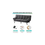 Memory Foam Futon Sofa Bed, Adjustable Backrests Armrests Convertible Modern Design Couch for Living Room, Apartment, Office, Small Room, 71" Daybed Dark Gray
