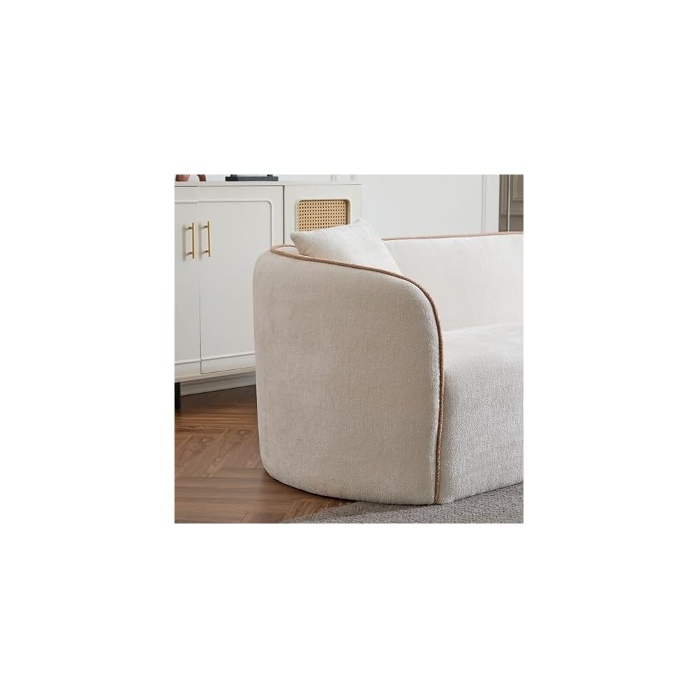 82" Boucle Curved Sofa, 3-Seater Modern Cloud-Like Couch with Wood Frame & Soft Cushions,Plush Comfort for Living Room, Bedroom, Apartment, Office, Plush Comfort, 900lb Capacity, Beige
