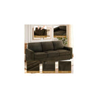 2 Pieces Chenille Sofa Sets w/Comfortable Back Cushions, Brown