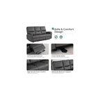 Reclining Sofa, Power Reclining Sofa with Drop-Down Table & Cup Holders, Modern 3 Seat Power Reclining Couch, Wall Hugger Sofa Recliner for Living Room Furniture Sets(Dark Gray)