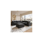 160.6'' Cloud Modular Sectional Sofa,Down Filled Comfort V Shaped Sofa Couch for Living Room,Minimalist Wide Deep Seat Convertible Couches for Office Apartment,4 Seater & 1 Corner+1 Ottoman (Black)