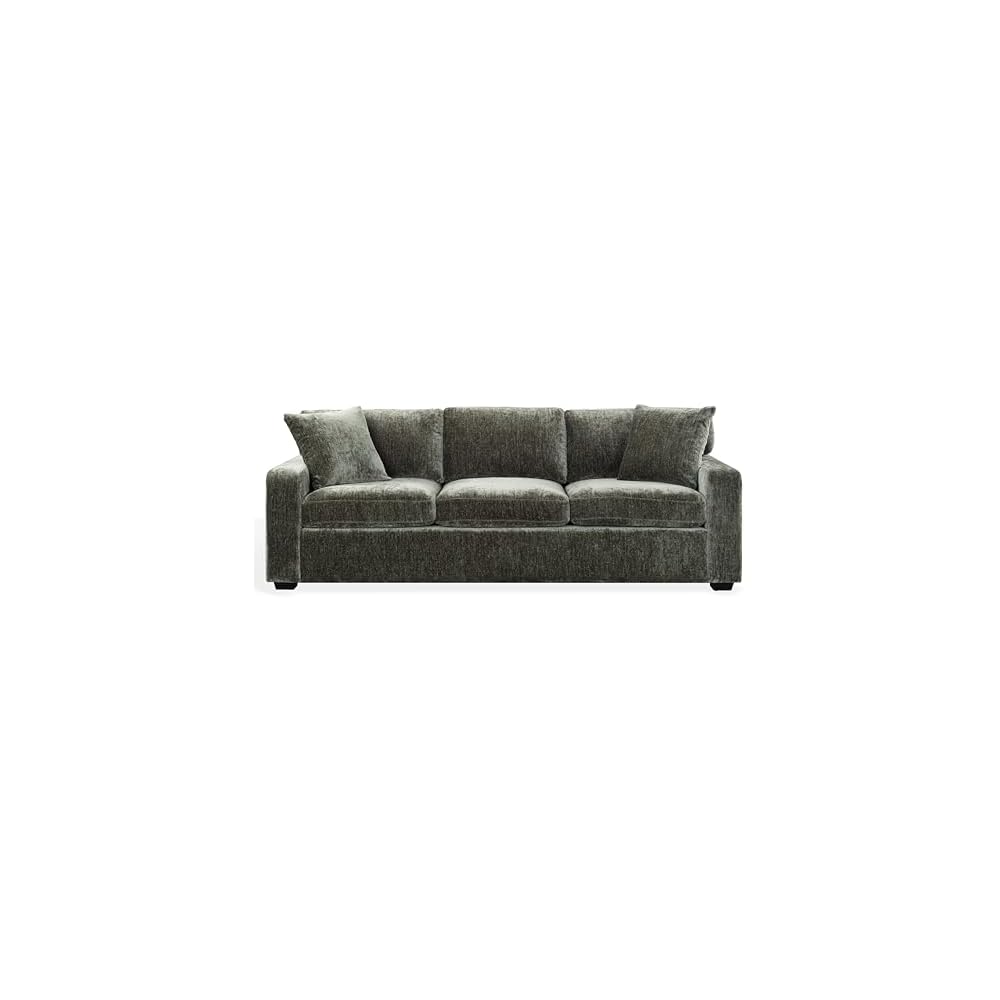 SAFAVIEH Couture - Vasquez 3-Seat Sofa - Dark Green Chenille Upholstery - Ideal for Living Room, Family Room, 92" W x 37.5" D x 34.3" H (SFV6119A)
