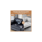 39.4" and 82.7" Faux Leather Couch Set, Mid-Century Comfy Leather Sofas for Living Room, Modern Sofa Set for Office Living Room Apartment Bedroom (Black)