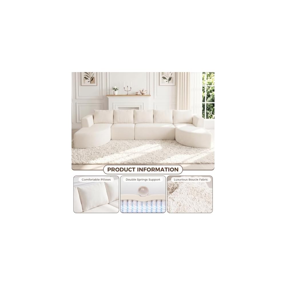 144" Oversized Sectional Sofa, Boneless Couches for Living Room