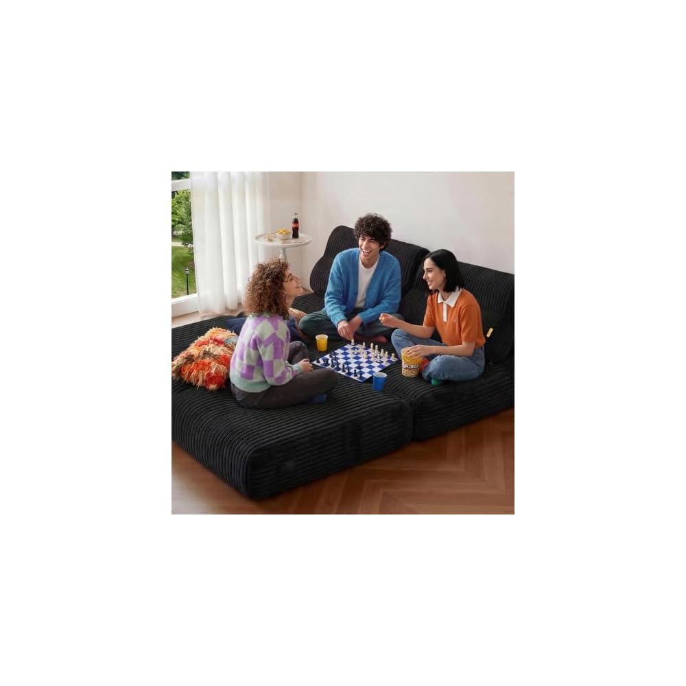 Boneless Folding Sofa Bed, Convertible Sleeper Chair, Black