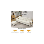 106" L-Shaped Modular Sectional Sofa, 4-Seater, Movable Ottoman, Beige