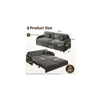 65.4'' Sleeper Sofa Bed Queen Size, 3in1 Convertible Pull Out Couch, Grey