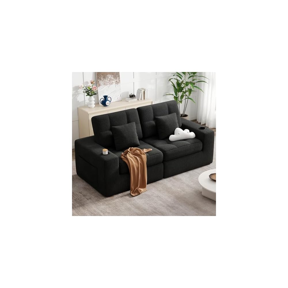 80" Boneless Loveseat Sofa in a Box,No Assembly Required Comfy Deep Seat Cloud Couch,Modern Small Couches for Living Room, Bedroom,Apartment,Black 1 PCS
