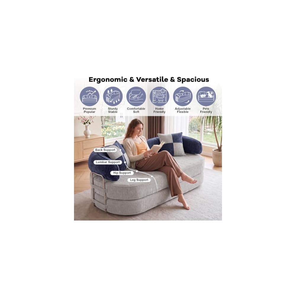 Premium 79" L Versatile Sectional Convertible Sofa Bed Couch