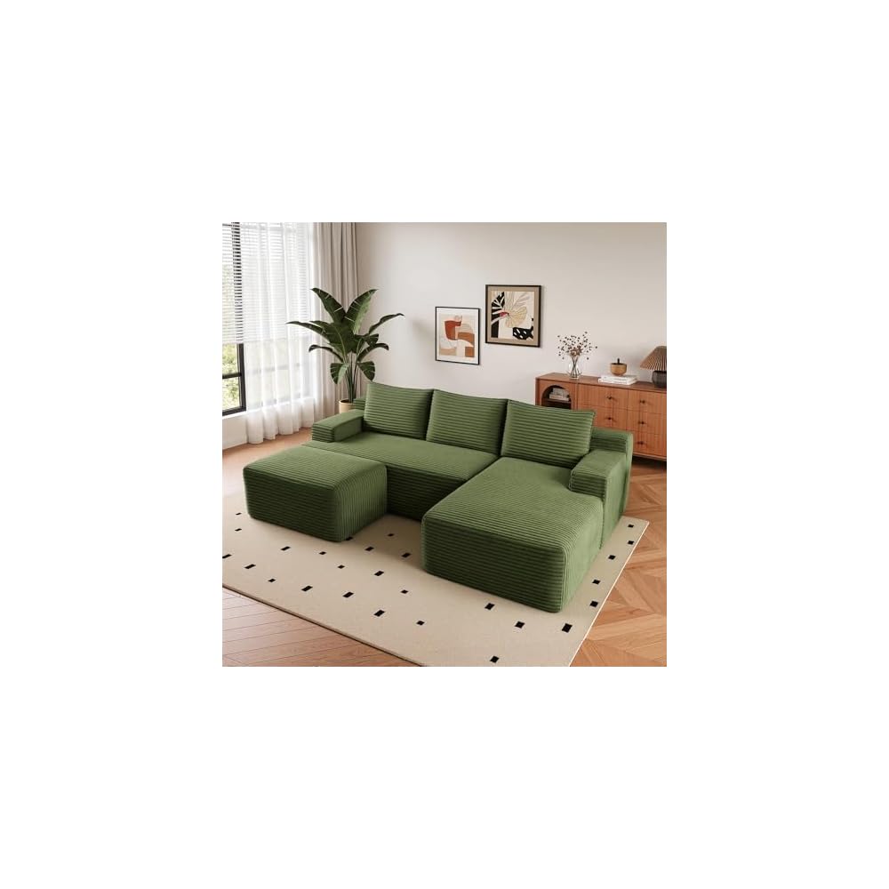 Boneless Couch Comfy Sectional Couches for Living Room,U Shaped Modular Cloud Couch Sofa, Minimalist Modular Sectional Sofa with Deep Seat