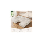 114" U Shaped Boneless Couch, Deep Seat Sectional Sofa, Beige
