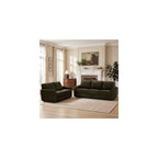 2 Pieces Chenille Sofa Sets w/Comfortable Back Cushions, Brown