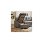 110'' Sectional Couches for Living Room, Pull Out Couch, U Shape 7 Seat Sleeper Sofa with Storage Chaise and Pillows, Removable Sofa Cover, Cups Holders, USB Charging Station, Grey