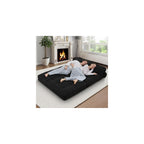 Folding Sofa Bed, Convertible Sleeper Chair with Pillow & Handle, Foldable Mattress Futon Chair Bed Lounge with Back Support, Comfy Floor Sofa for Living Room Bedroom, Black, Full