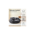 Boneless Round Couch with Deep Seat and 14 Removable Pillows, Oversized Circle Chaise Lounge Chair for 2 Person, Comfy Chenille Loveseat Cloud Couches for Living Room, Dark Grey